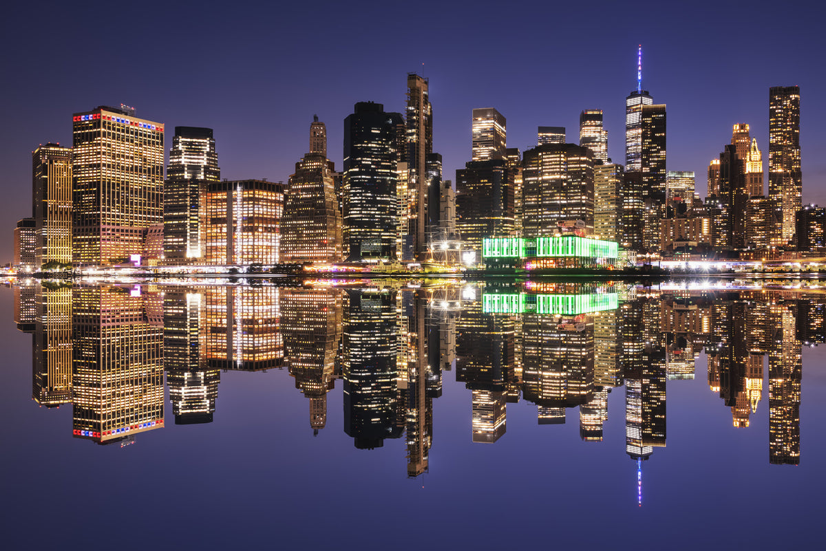 City Lights Reflection Wall Mural in your room — zoomed