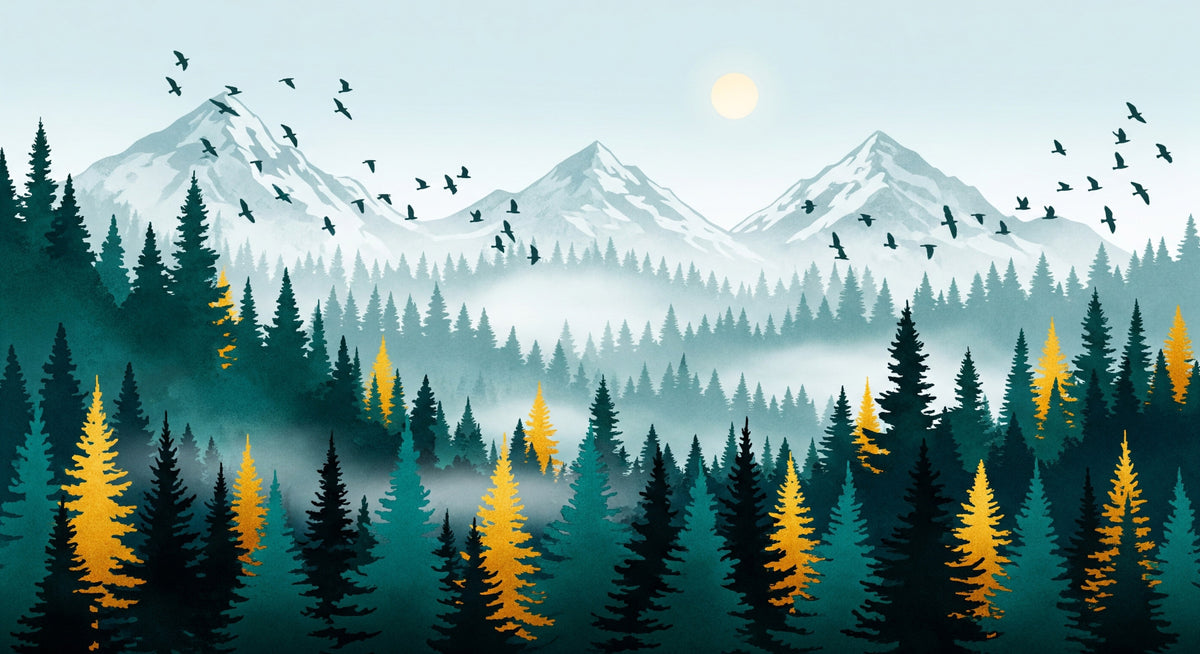 Gilded Forest Wall Mural in your room — zoomed
