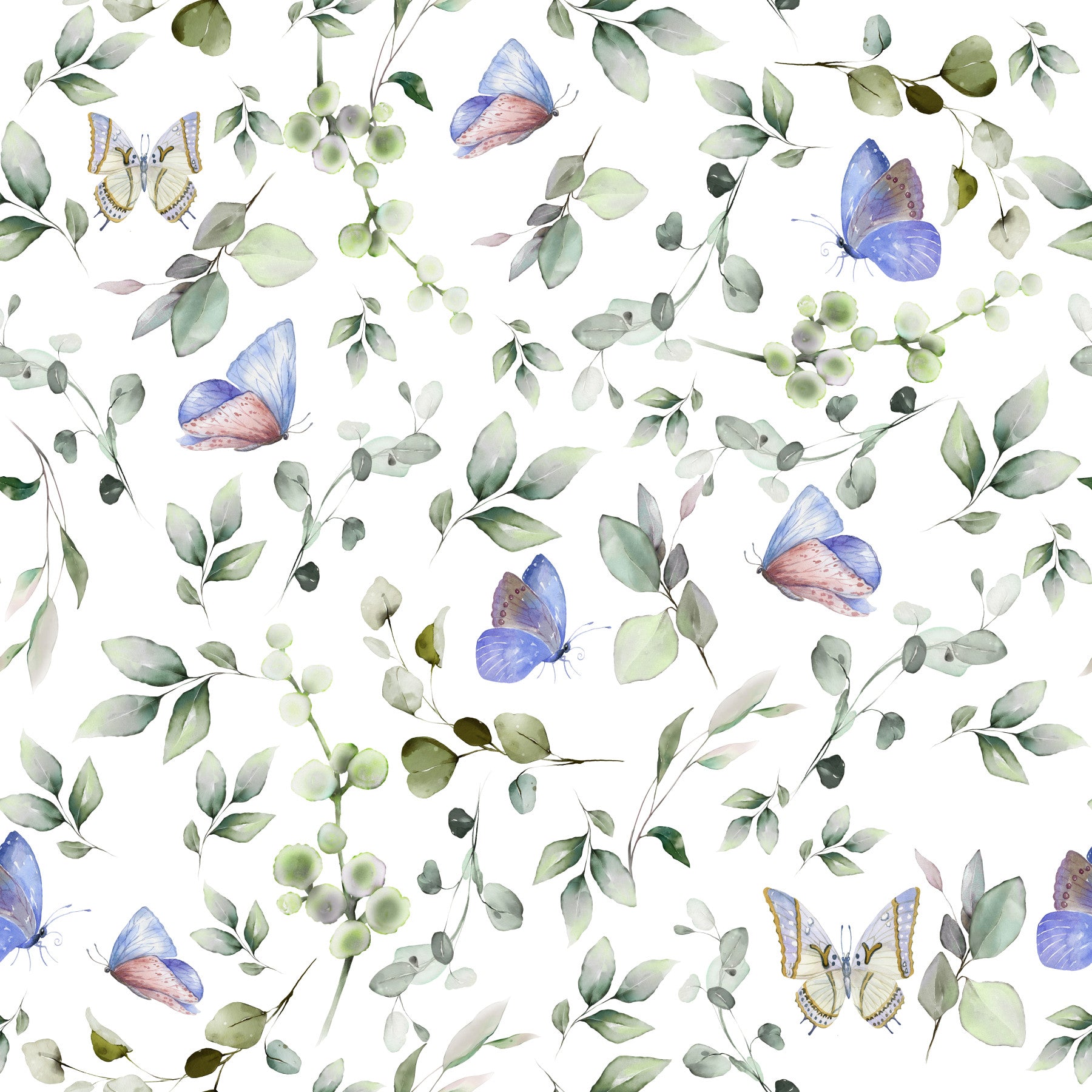 Blue Pastel Butterfly Garden Wallpaper⁠