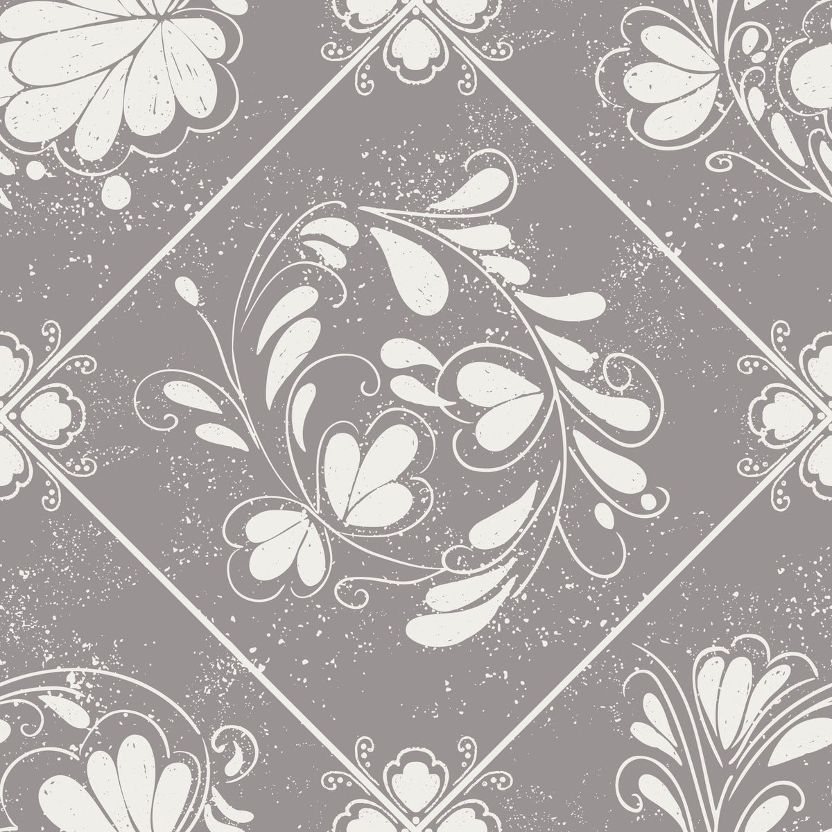 Distressed Floral Tiles Wallpaper⁠