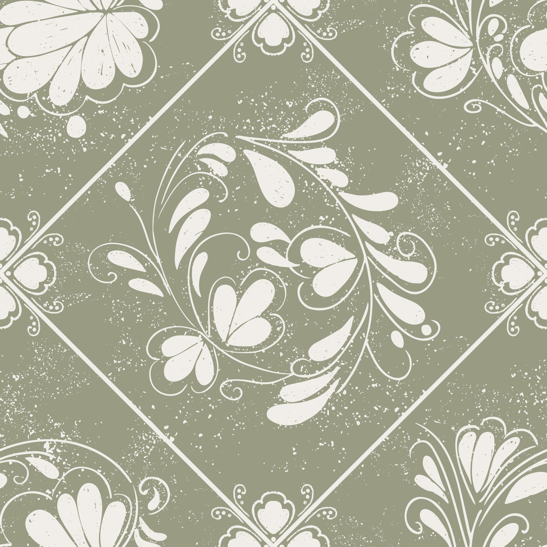 Distressed Diamond Flora Wallpaper⁠