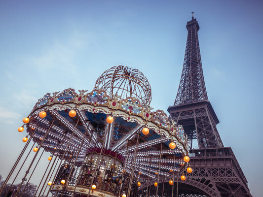 Carousel with the Eiffel Tower Wall Mural