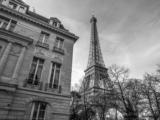 Old building next to Eiffel tower Wall Mural