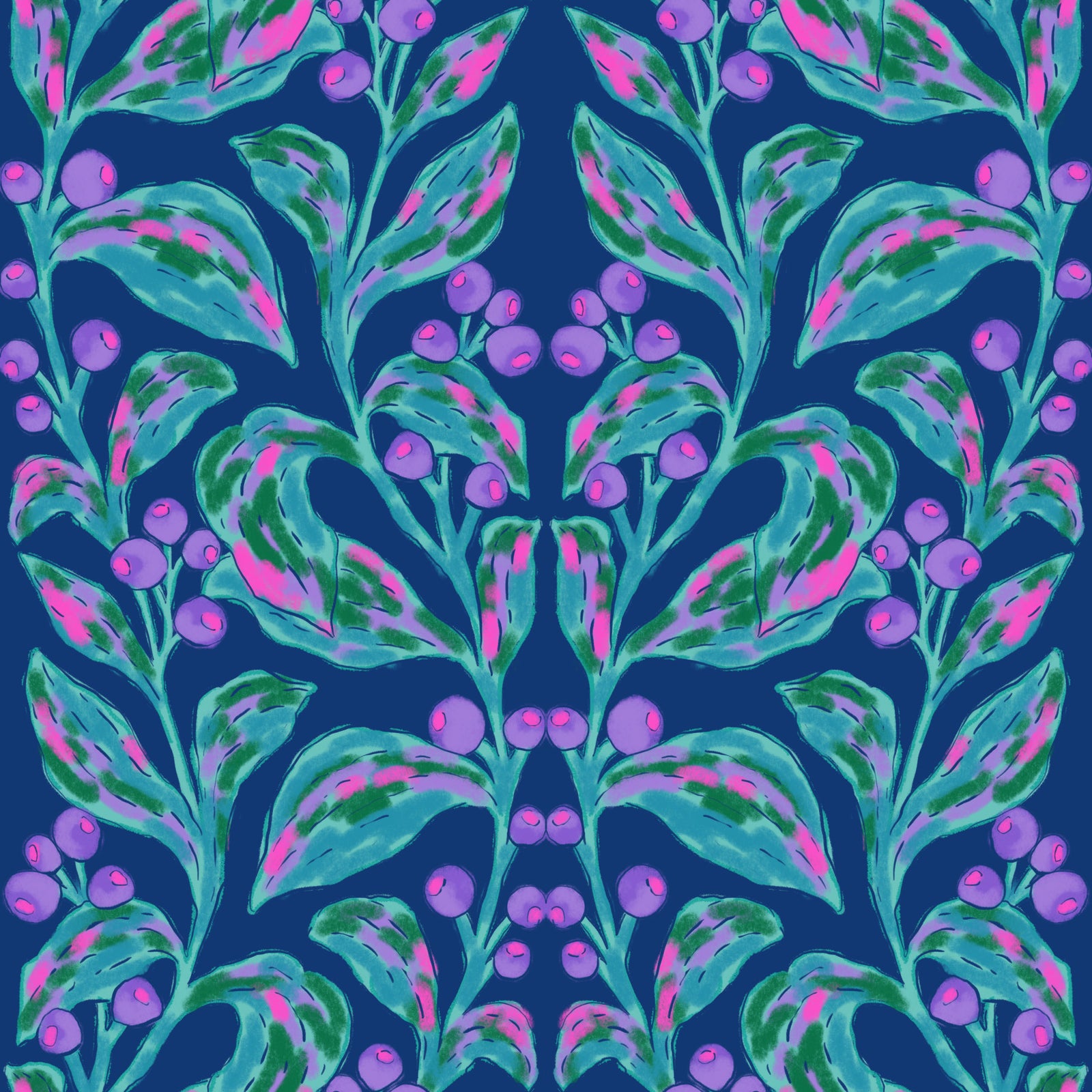 Indigo electric leaves Wallpaper⁠