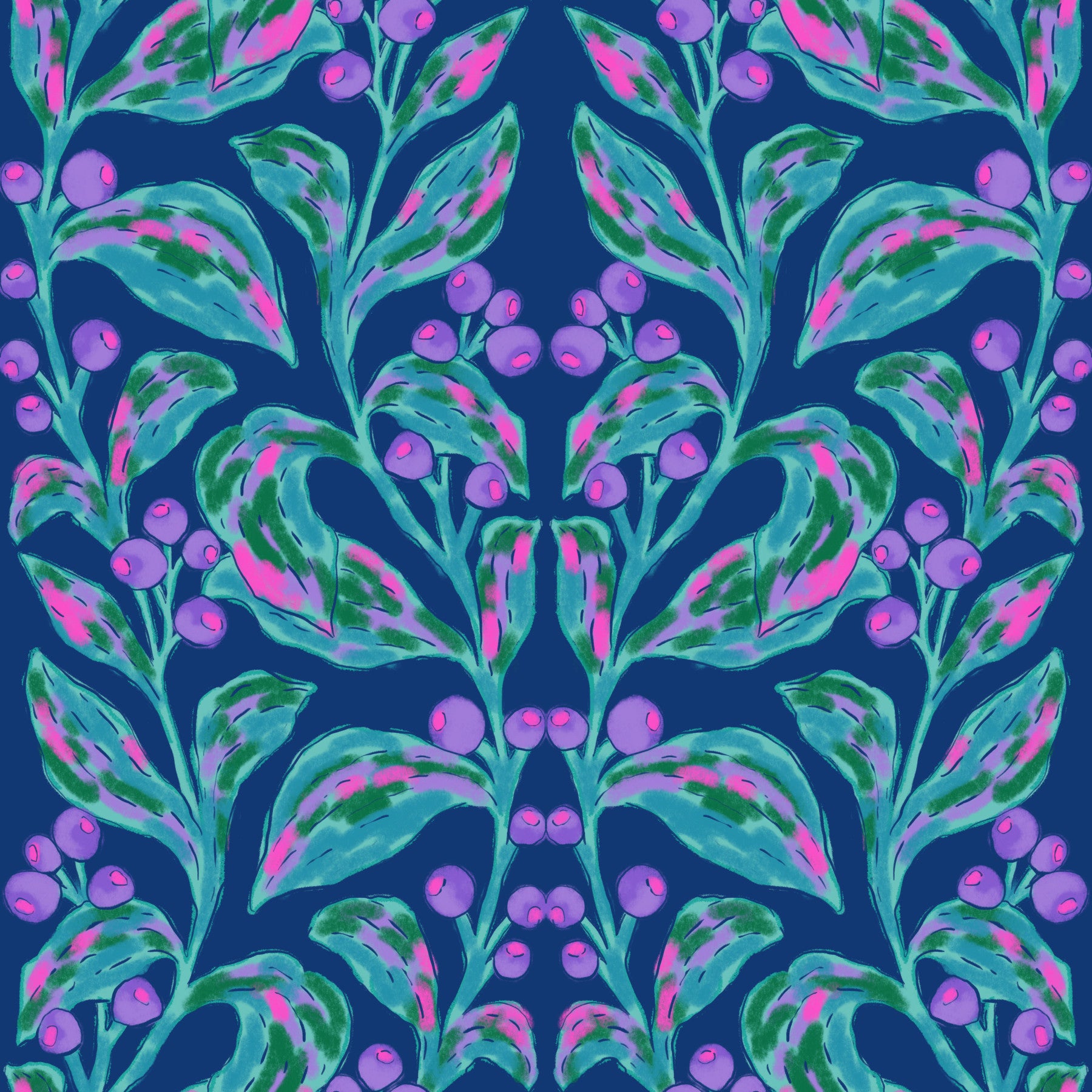 Indigo electric leaves Wallpaper⁠