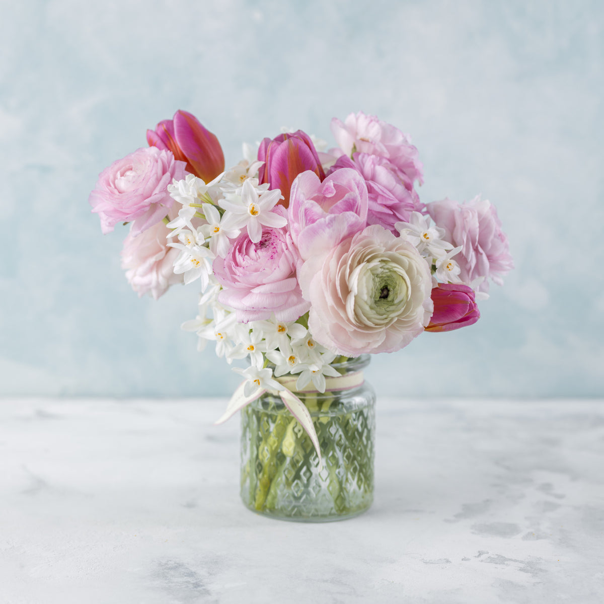 Pink Floral Bloom Wall Mural in your room — zoomed