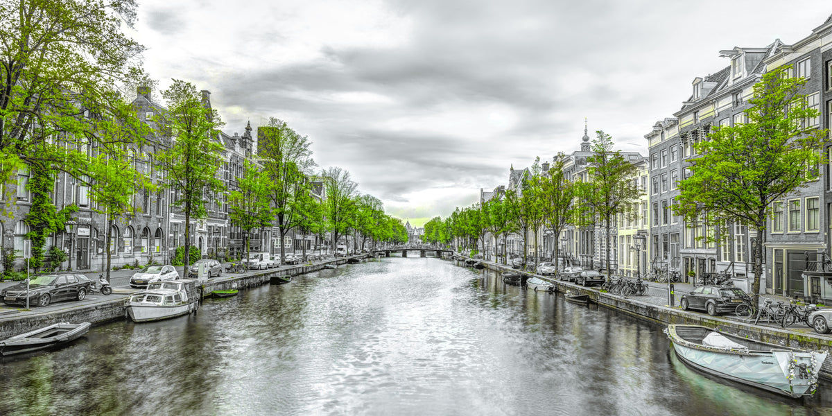 Amsterdam Canal Serenity Wall Mural in your room — zoomed