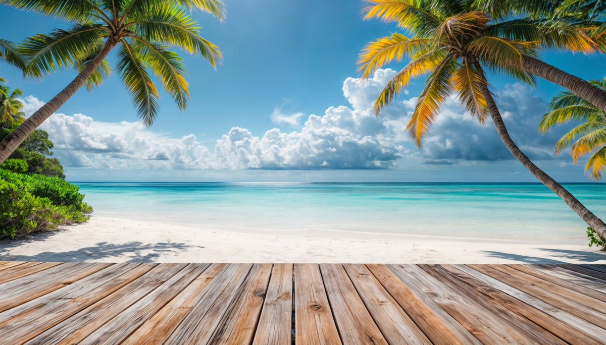 Tropical Beach View Wall Mural in your room — zoomed