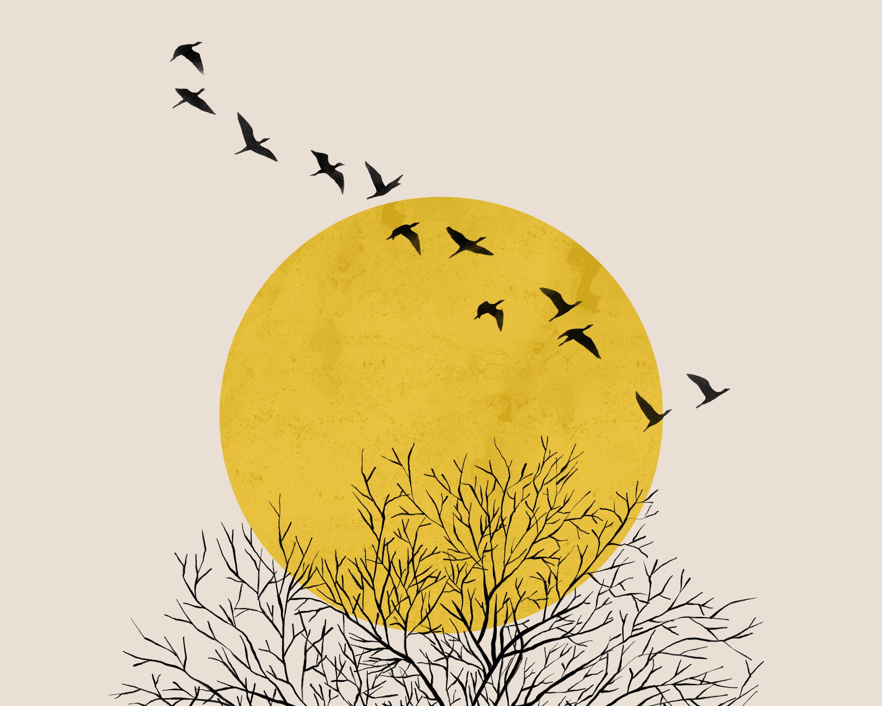 Birds at Sunrise Wall Mural