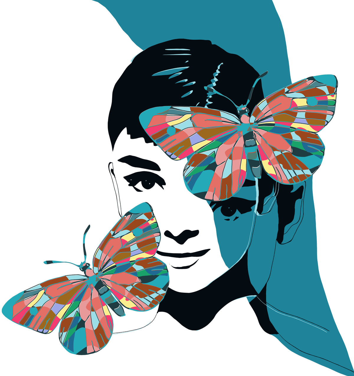 Butterfly Muse Wall Mural in your room — zoomed