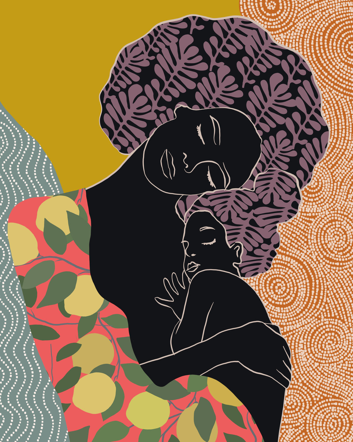 Mother's Embrace Wall Mural in your room — zoomed
