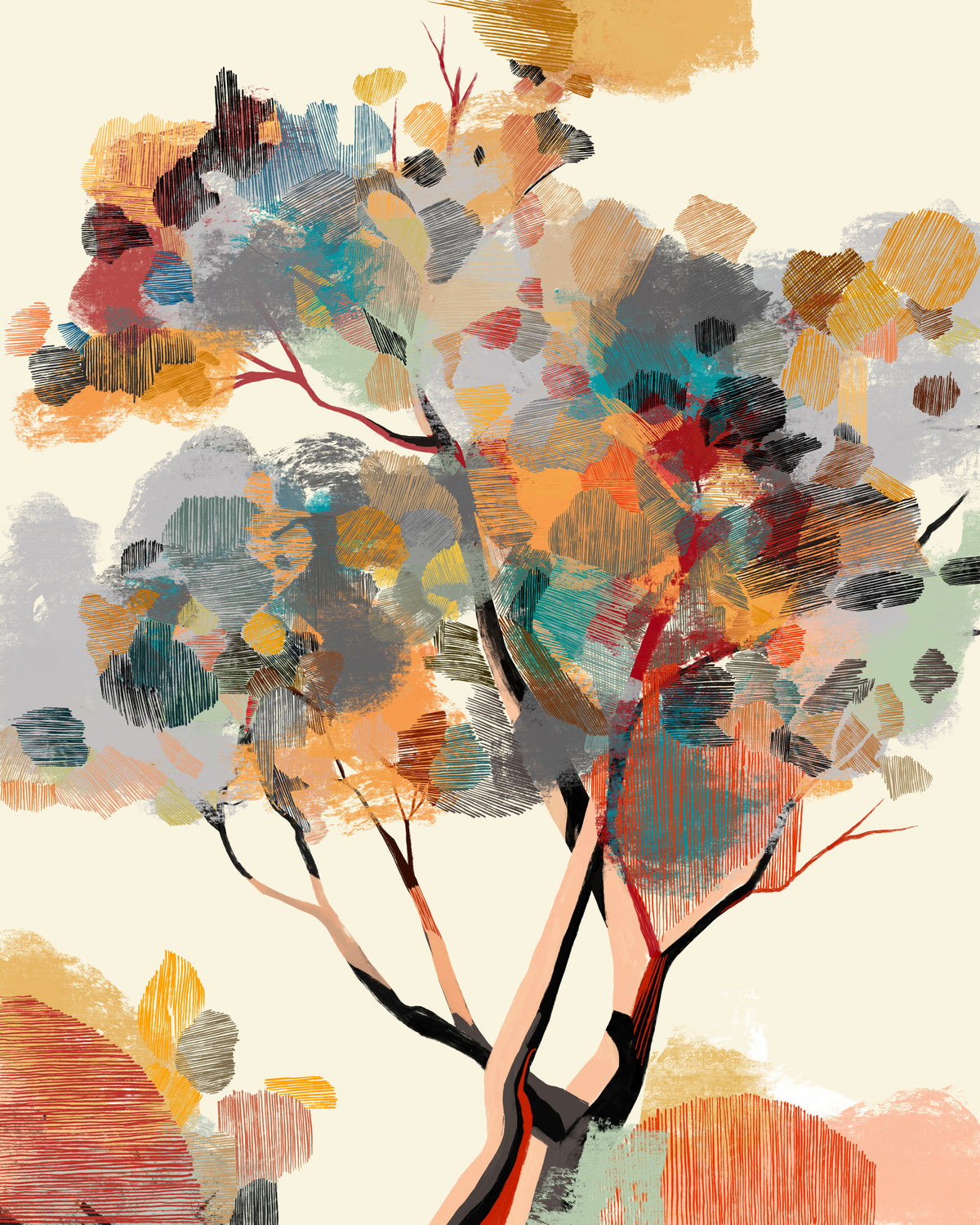 Autumn Tree Wall Mural in your room — zoomed