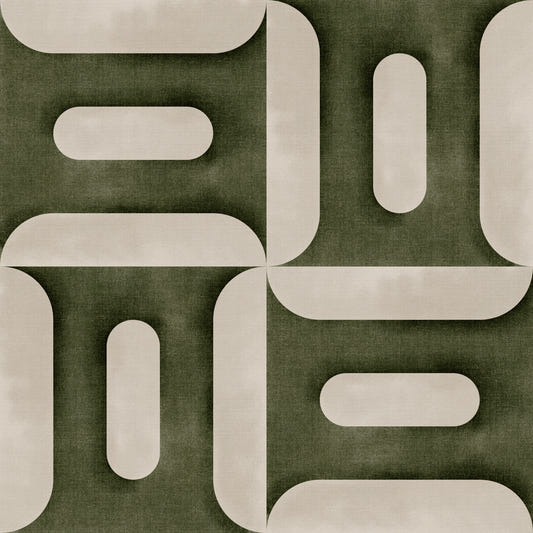 Modern Textured Geometries Olive Wallpaper⁠