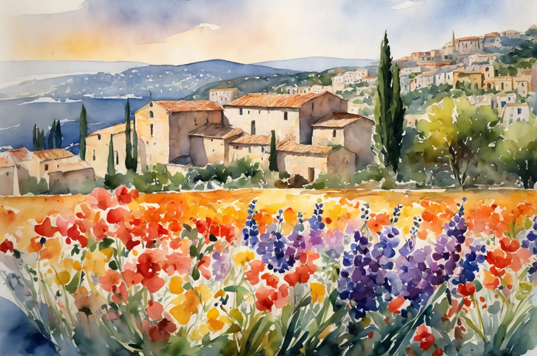 Provençal Vista Wall Mural in your room — zoomed
