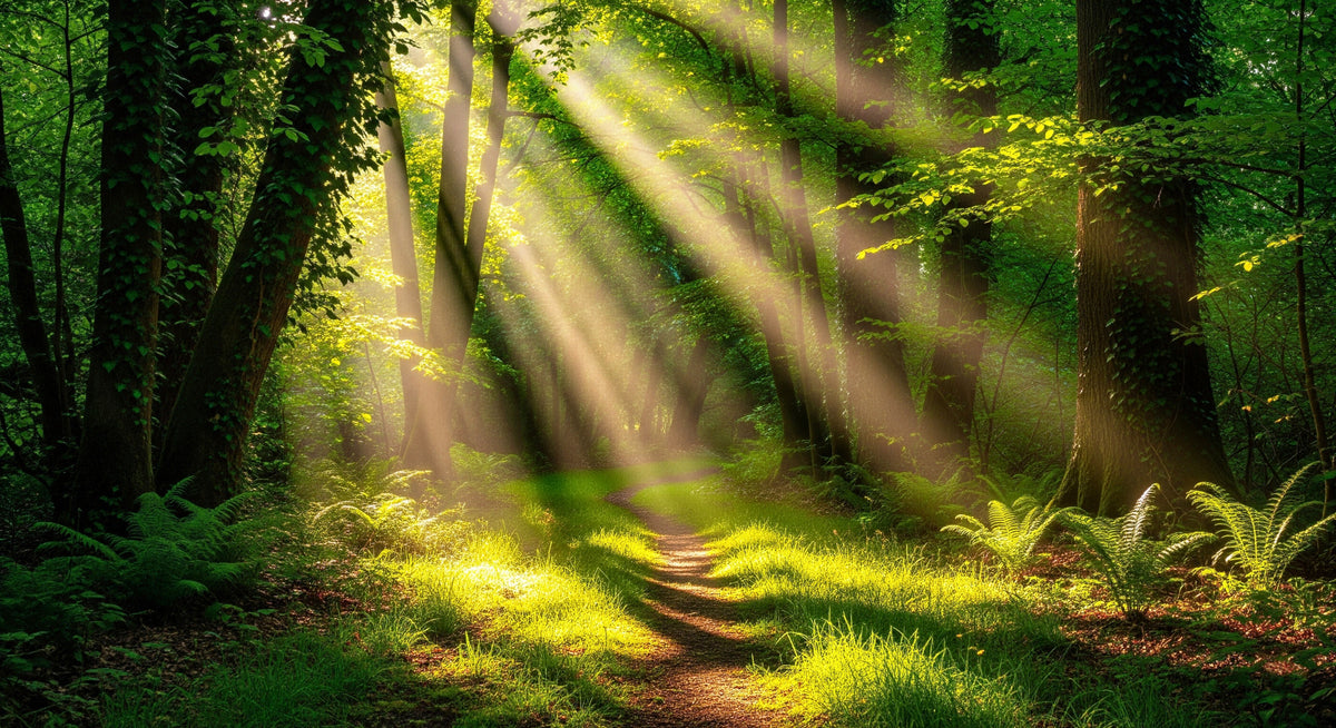Sunlit Path Wall Mural in your room — zoomed