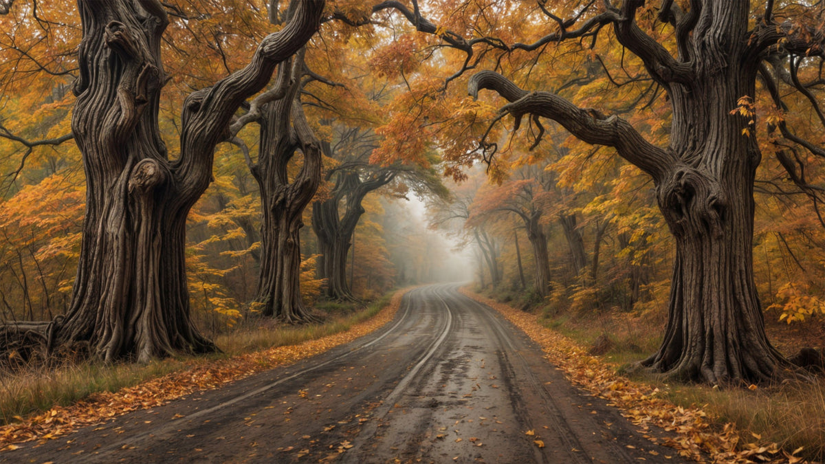 Autumn Road Canopy Wall Mural