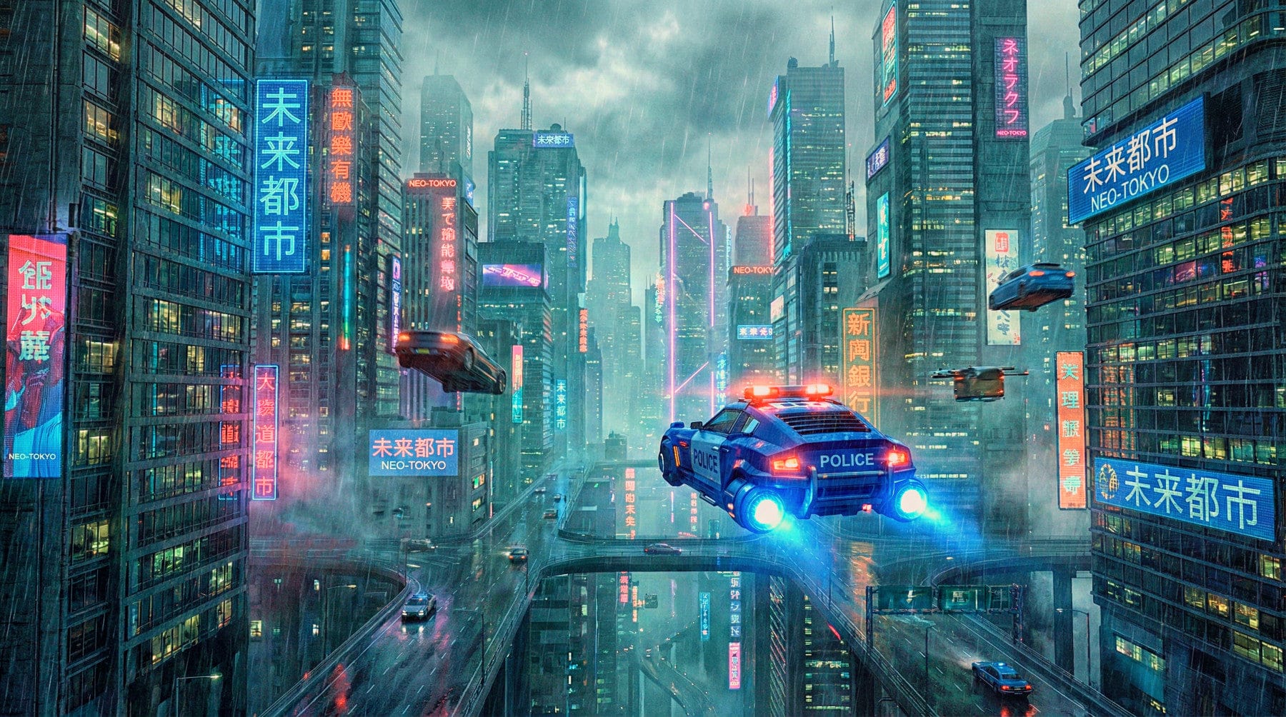 Neo-Tokyo Nights Wall Mural