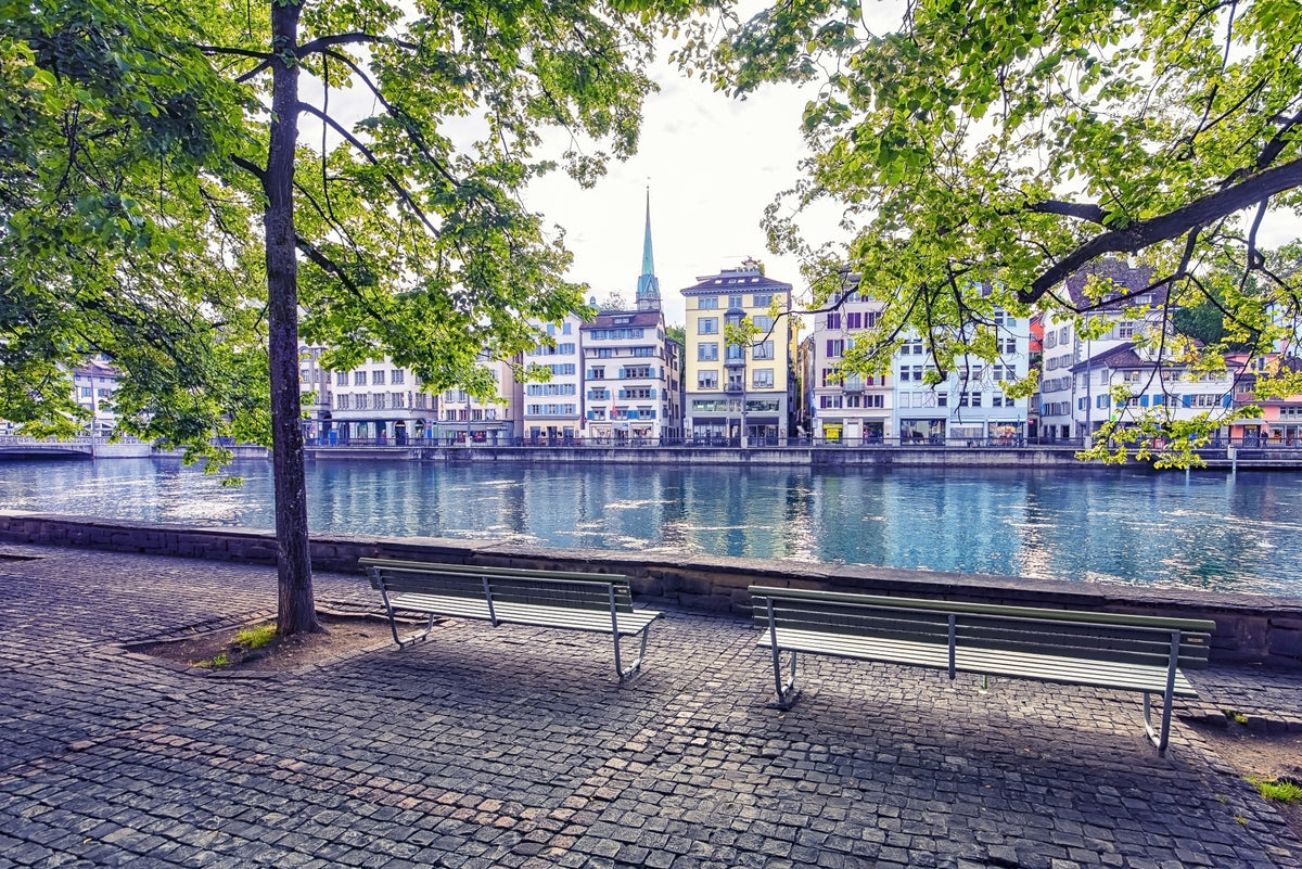 Zurich River Scene Wall Mural