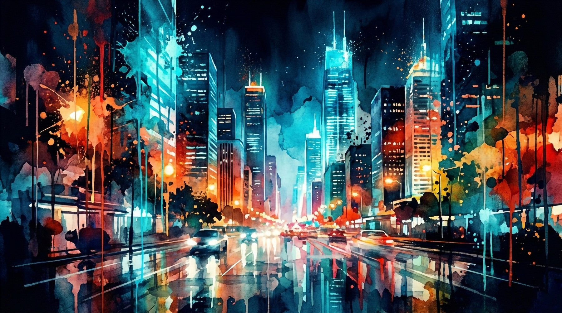 Urban Watercolor Wall Mural