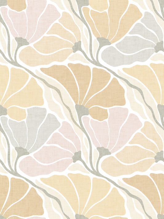 Art Nouveau Botanica Fan Flow - Earthy Tones Wallpaper⁠