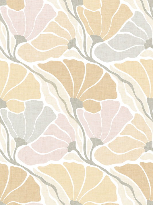 Art Nouveau Botanica Fan Flow - Earthy Tones Wallpaper⁠