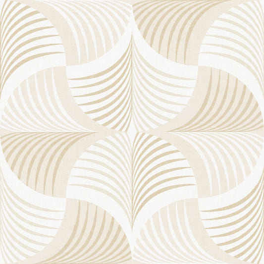 Art Deco Botanical Palm Fan - Soft White Beige Wallpaper⁠