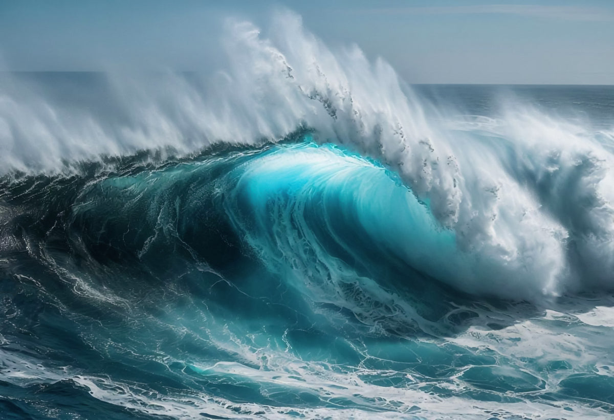 Ocean Surge Wall Mural in your room — zoomed