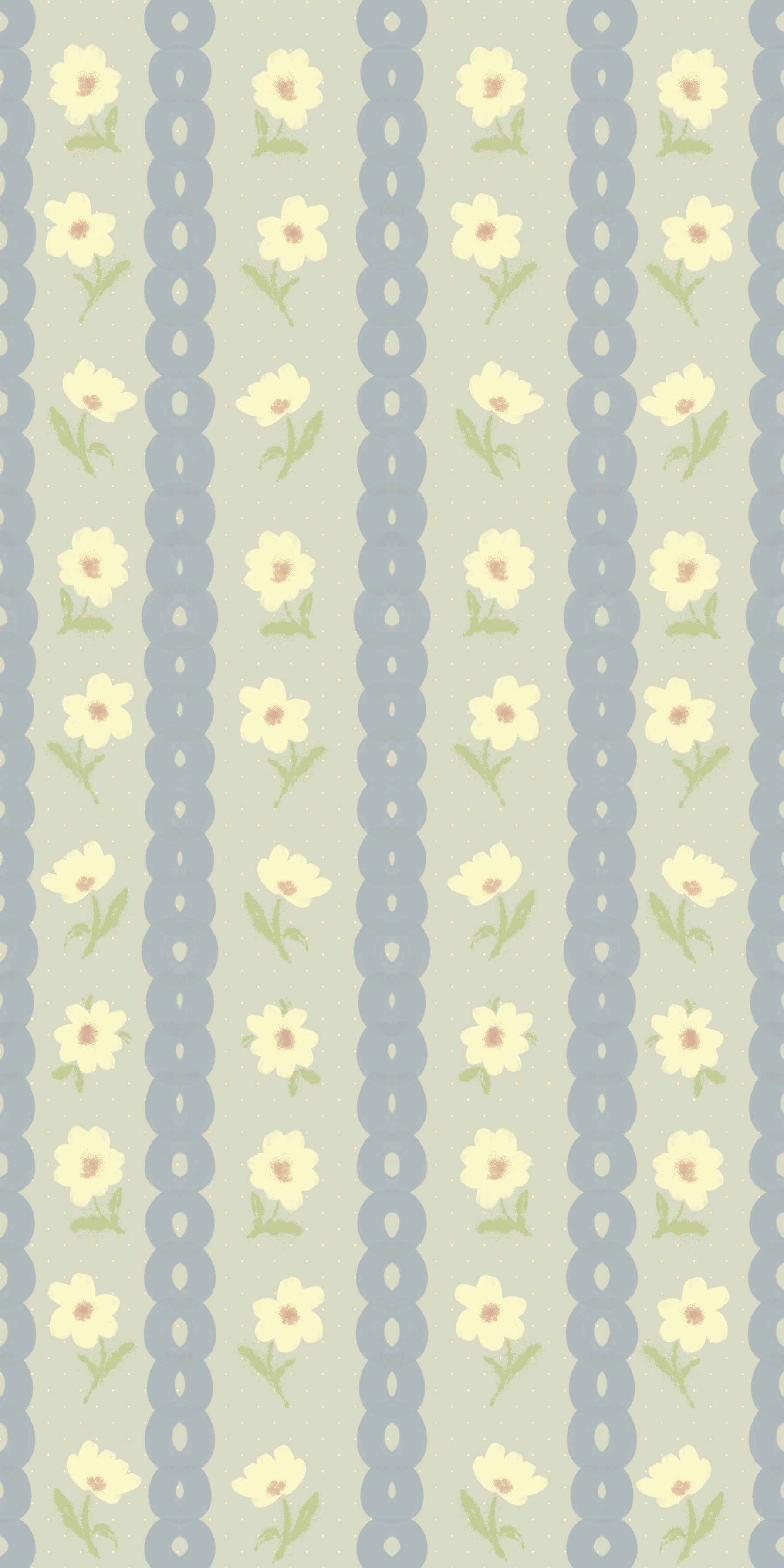Soft Daisy Stripes Wallpaper⁠