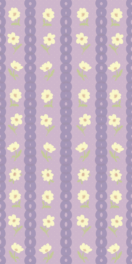 Floral Lavender Stripe Wallpaper⁠