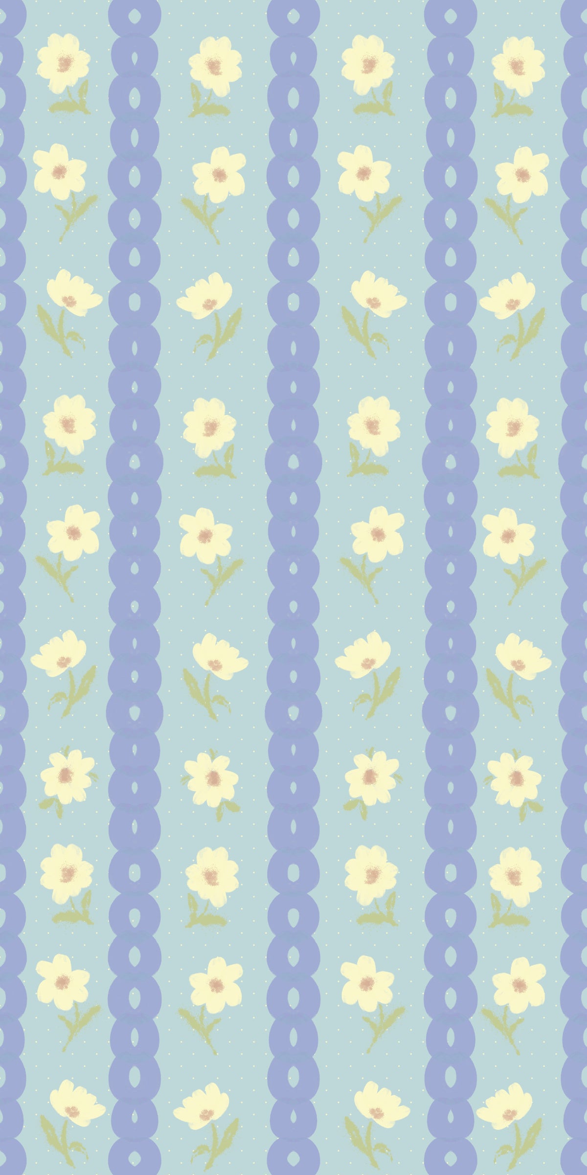 Blue Bloom Stripes Wallpaper⁠