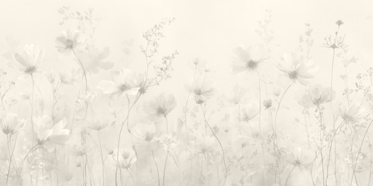Poetic Soft Floral – Linen Wall Mural in your room — zoomed