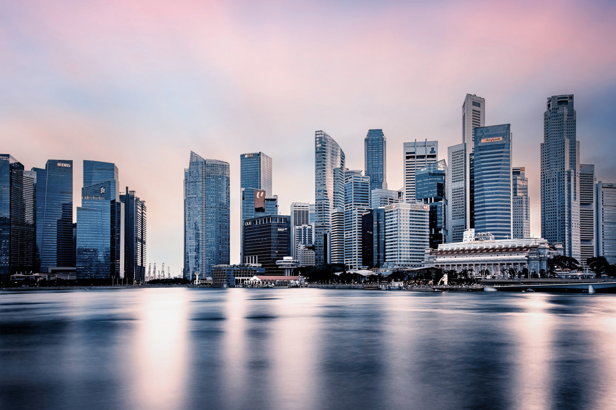 Azure Metropolis Wall Mural in your room — zoomed