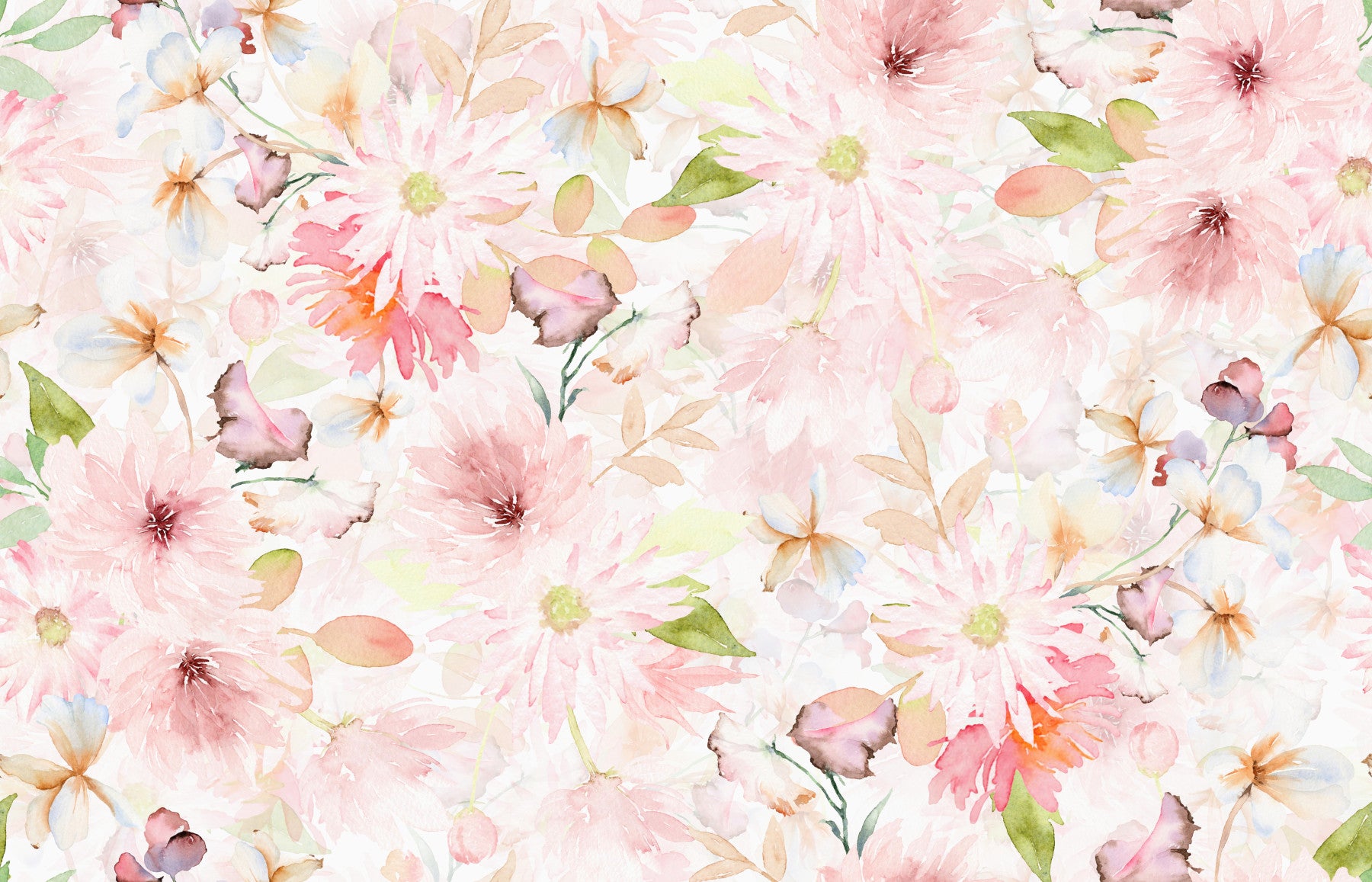 Soft Floral Pink Meadow Wallpaper⁠