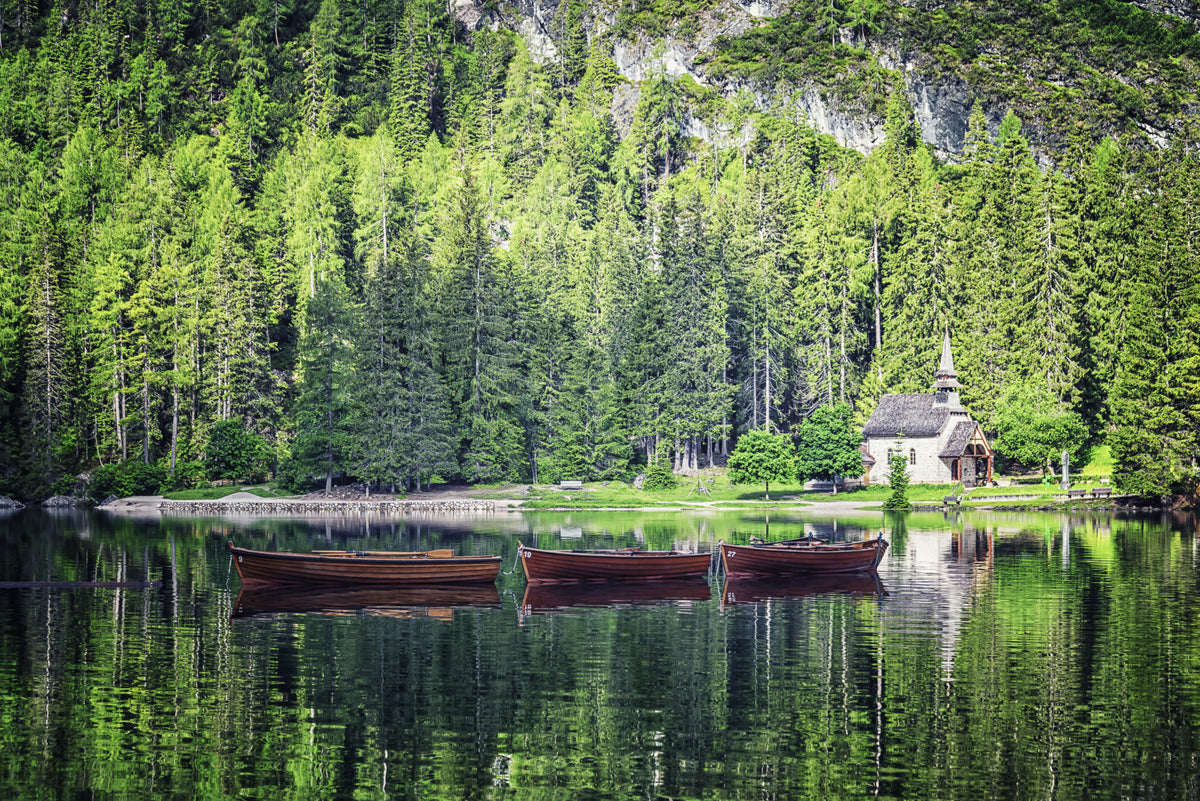 Forest Lake Retreat Wall Mural in your room — zoomed