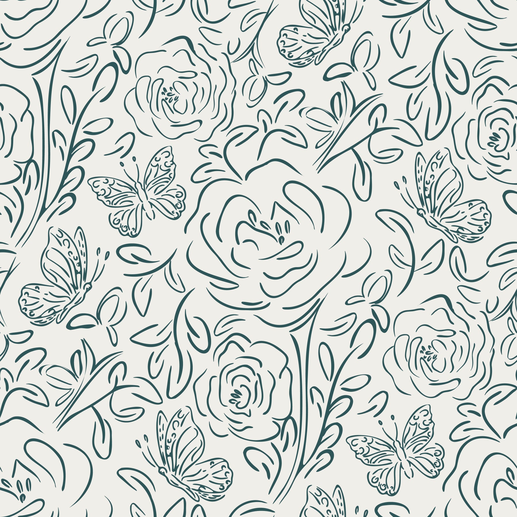 Butterfly Bloom Line Art Wallpaper⁠