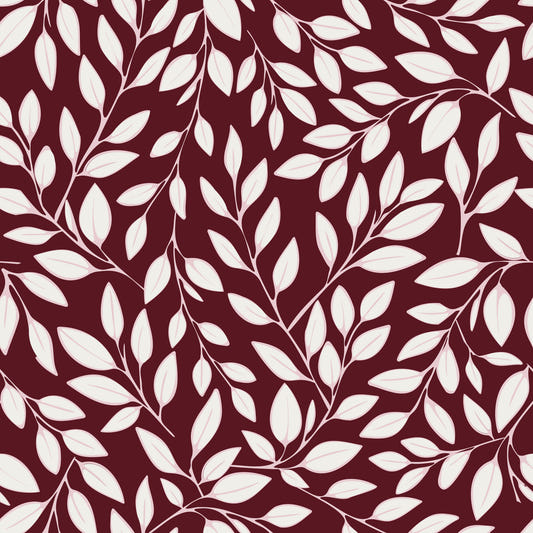 White Vines on Burgundy Wallpaper⁠