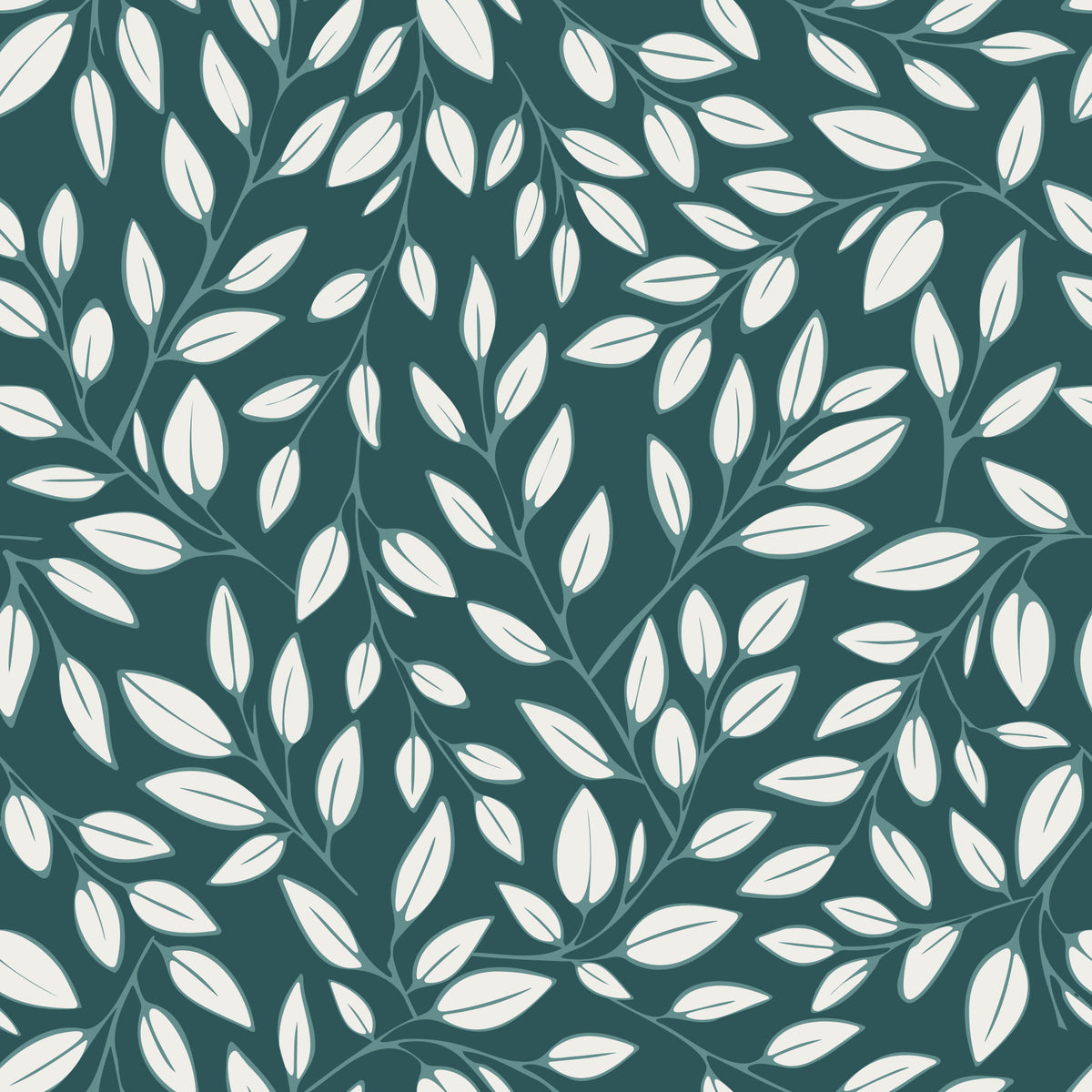 White Vines on Teal Wallpaper⁠