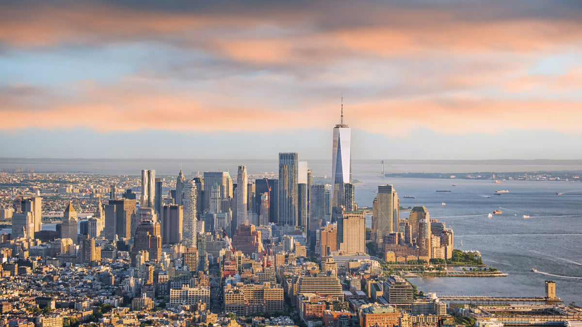 New York Dawn Wall Mural in your room — zoomed