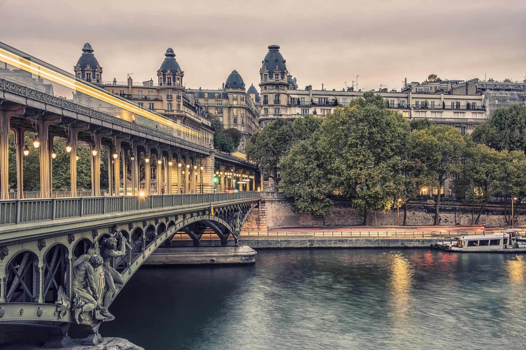 Parisian Bridge Lights Wall Mural