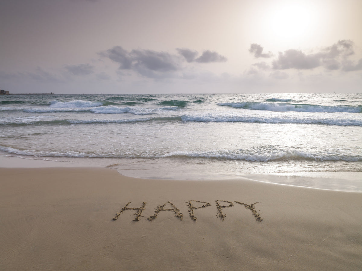 Happy Beach Vibes Wall Mural in your room — zoomed
