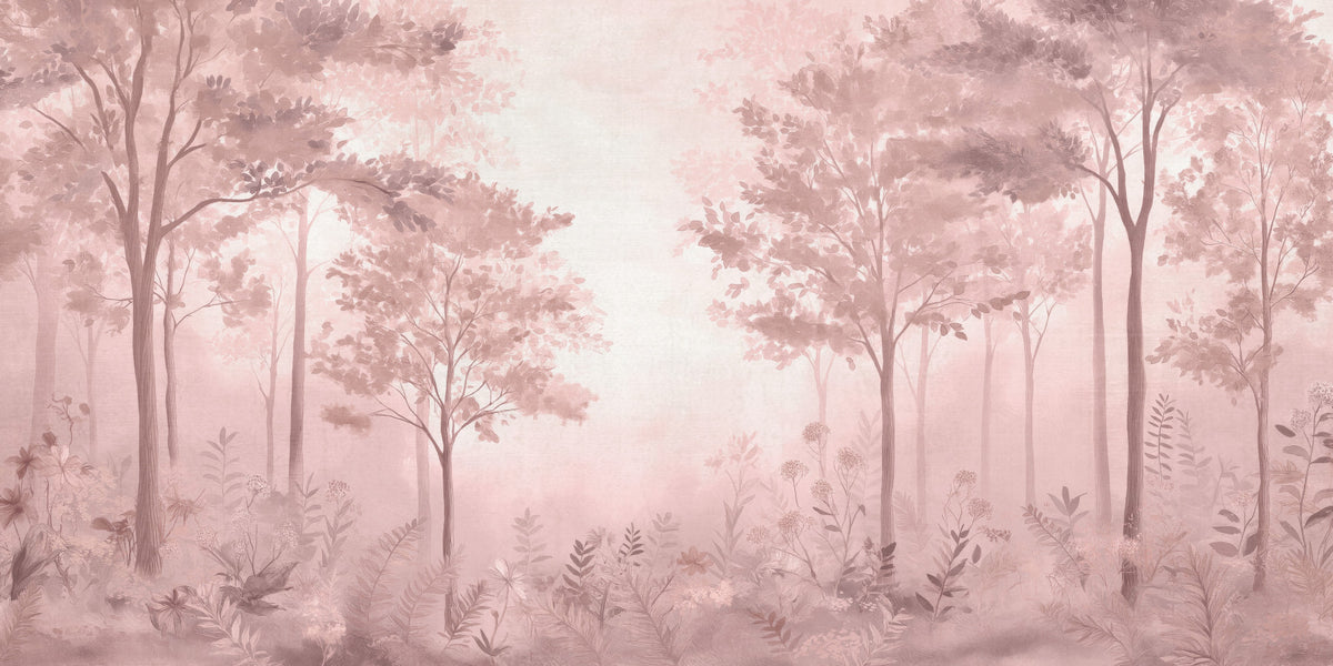 Scandinavian forest – Dusty Rose Wall Mural in your room — zoomed