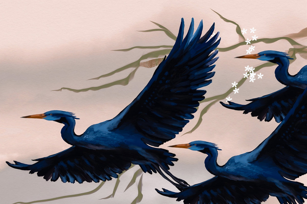 Heron's Bloom Wall Mural