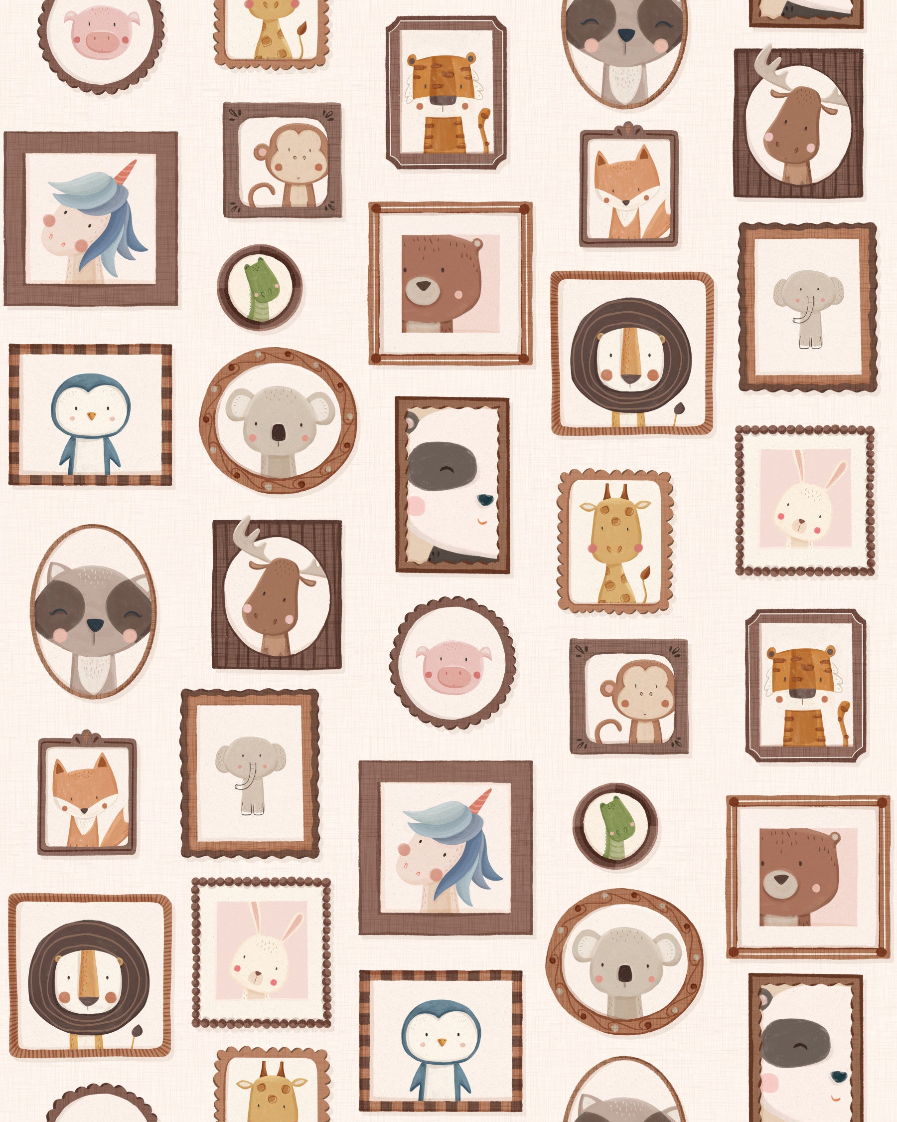 Playful Animal Portraits Wallpaper⁠