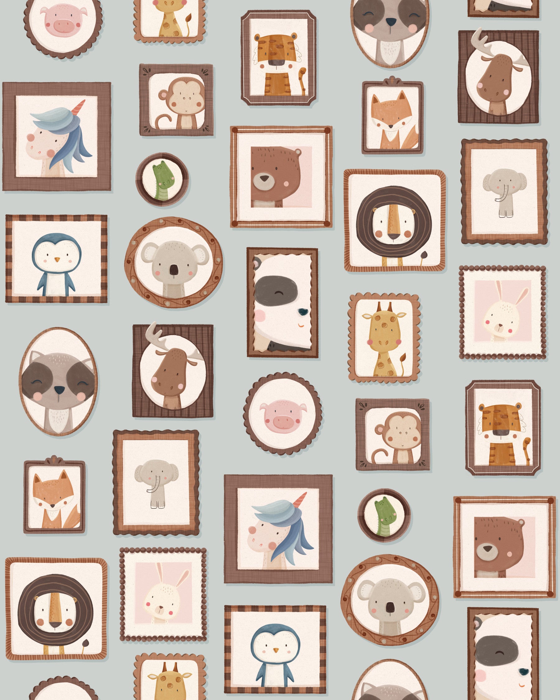Whimsical Animal Portraits Wallpaper⁠