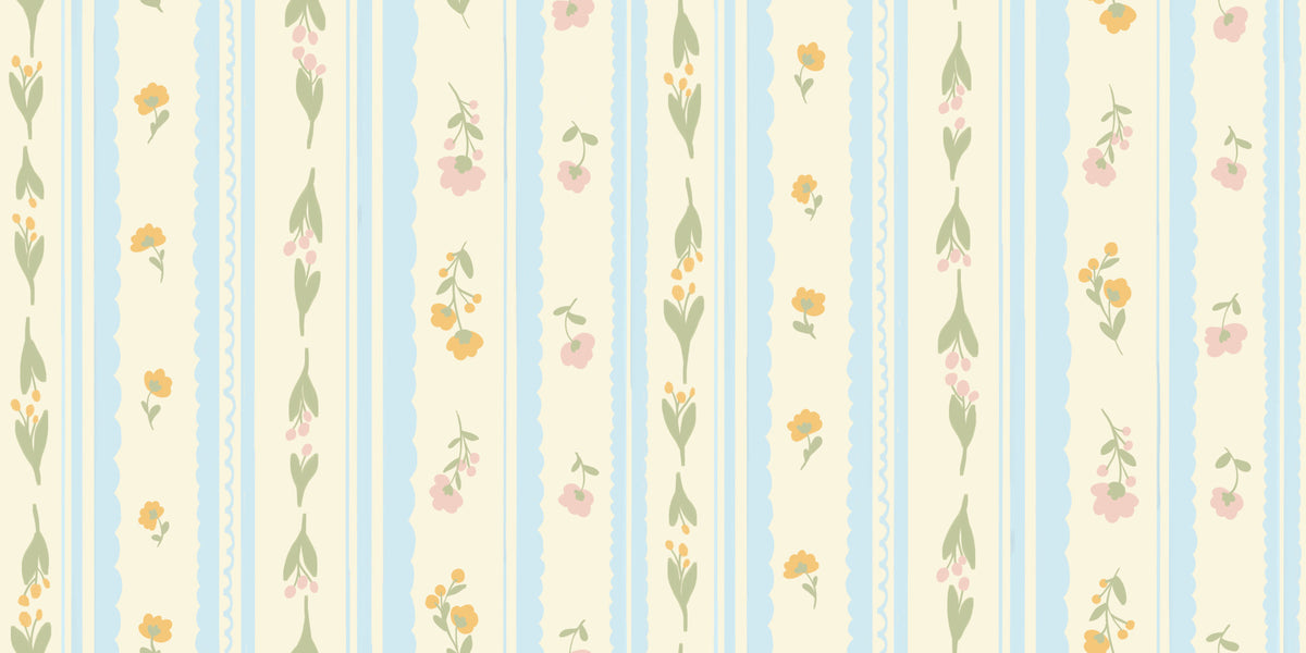 Vintage Bloom Stripes Wallpaper⁠