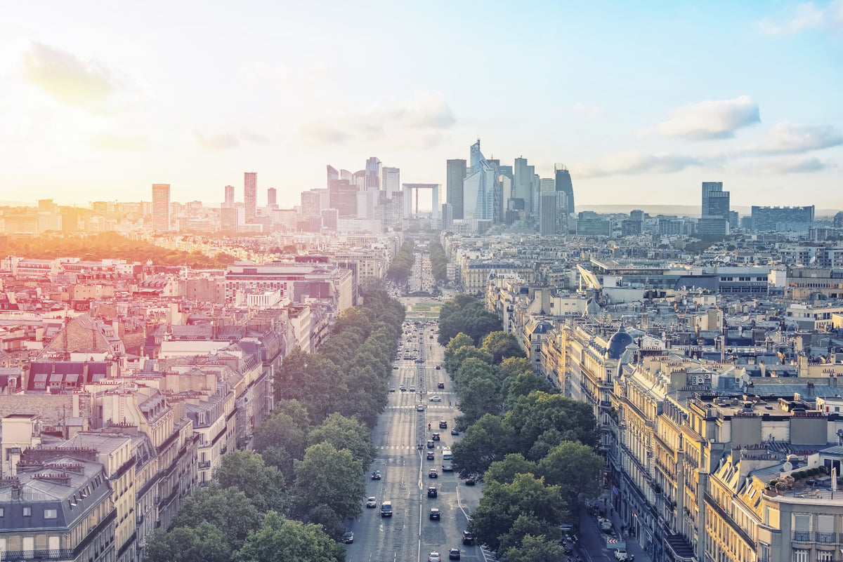 Sunrise Over Paris Wall Mural in your room — zoomed