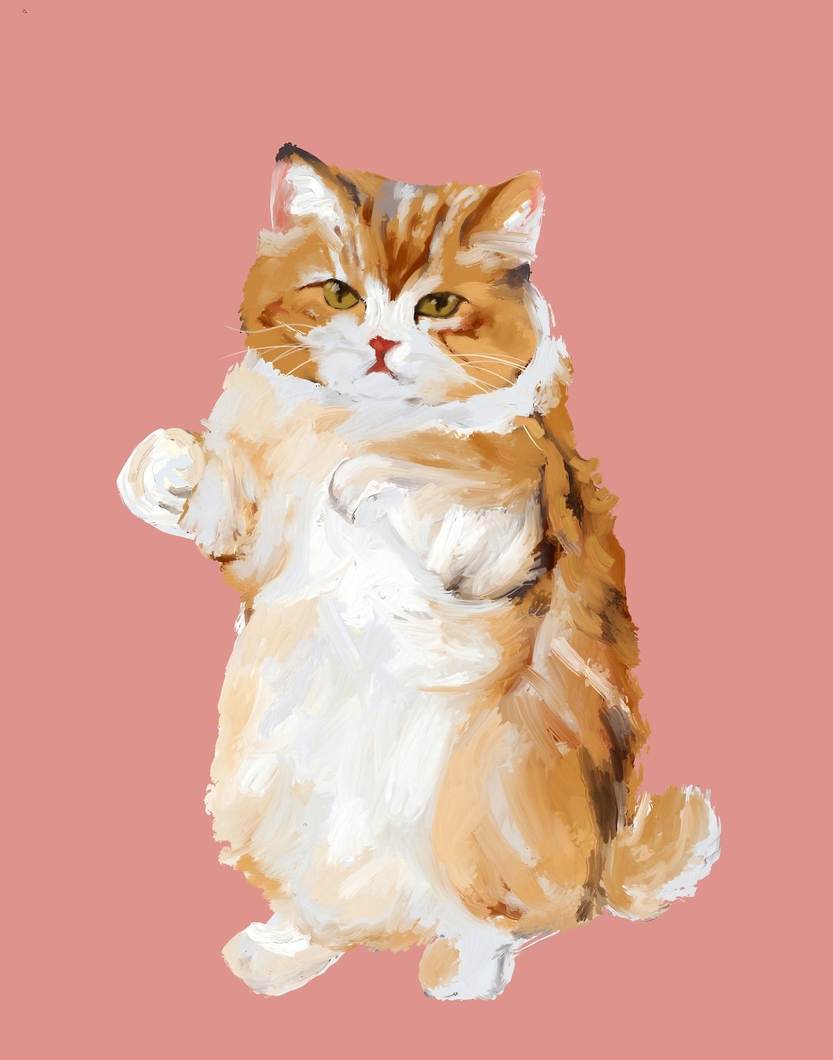 Purrfectly Perfect furry handpainted oil painting cat Wall Mural