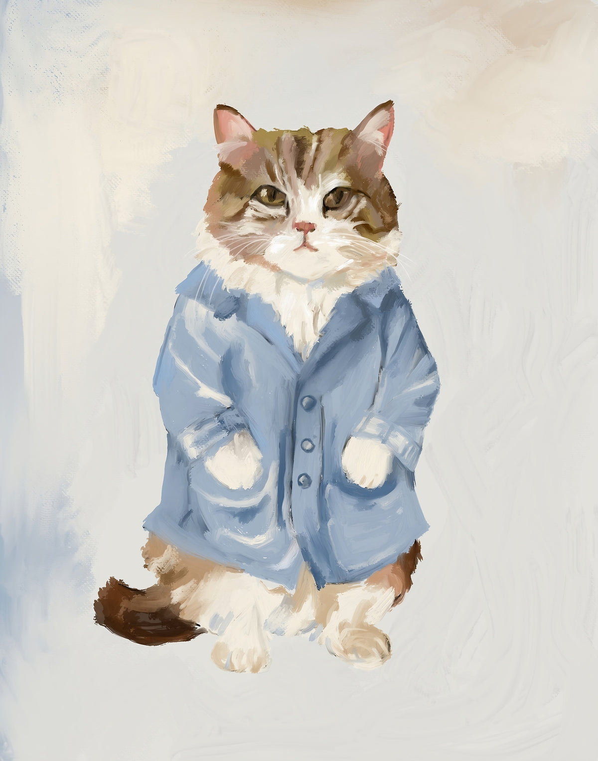 Sir James Blue Jacket Cat oil painting Wall Mural in your room — zoomed