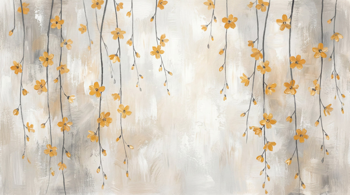 Golden Bloom Cascade Wall Mural