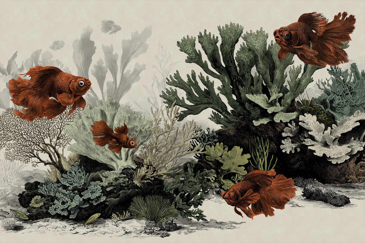 The Aquarium - Antique Paper Wall Mural